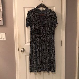 Navy Blue and White Patterned Dress